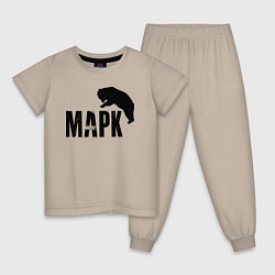 Пижама хлопковая детская Марк и медведь, цвет: миндальный