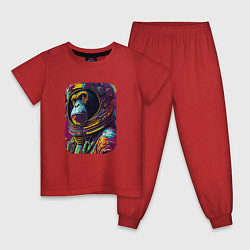 Пижама хлопковая детская Galactic Ape, цвет: красный