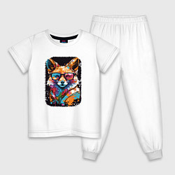 Пижама хлопковая детская Abstract Colorful Fox, цвет: белый