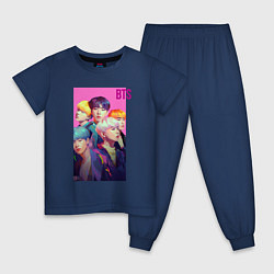 Пижама хлопковая детская Bts anime art style, цвет: тёмно-синий