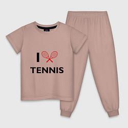 Пижама хлопковая детская I Love Tennis, цвет: пыльно-розовый