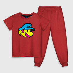 Пижама хлопковая детская Марио готов, цвет: красный