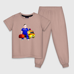 Пижама хлопковая детская Доктор реанимации, цвет: пыльно-розовый