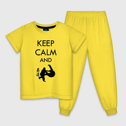 Пижама хлопковая детская Keep calm and judo, цвет: желтый