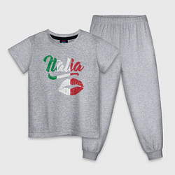 Пижама хлопковая детская Поцелуй Италии, цвет: меланж