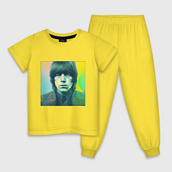 Пижама хлопковая детская Brian Jones Pop Glitch Art, цвет: желтый