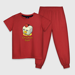 Пижама хлопковая детская Chicken Gun: цыпленок, цвет: красный