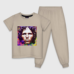 Пижама хлопковая детская Jim Morrison Glitch 25 Digital Art, цвет: миндальный