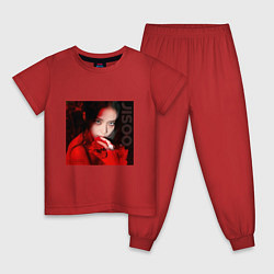 Пижама хлопковая детская Blackpink Jisoo in red, цвет: красный