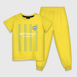 Пижама хлопковая детская Эрлинг Холанд Манчестер Сити форма 2324, цвет: желтый