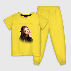 Пижама хлопковая детская Джису блэкпинк, цвет: желтый