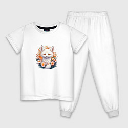 Пижама хлопковая детская Счастливый лисёнок, цвет: белый