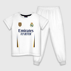 Пижама хлопковая детская Винисиус Жуниор ФК Реал Мадрид форма 2324 домашняя, цвет: белый
