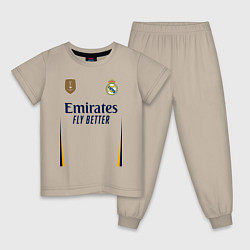 Пижама хлопковая детская Реал Мадрид форма 2324 домашняя, цвет: миндальный