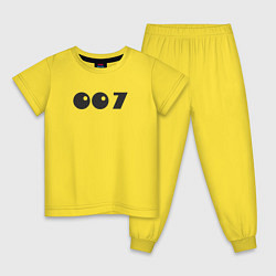 Пижама хлопковая детская Number 007, цвет: желтый