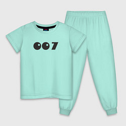 Пижама хлопковая детская Number 007, цвет: мятный