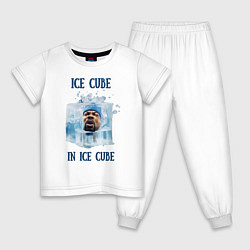 Пижама хлопковая детская Ice Cube in ice cube, цвет: белый