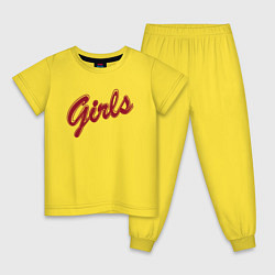 Пижама хлопковая детская Девчонки, цвет: желтый