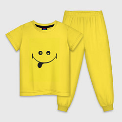 Пижама хлопковая детская Супер позитивный крейзи смайл, цвет: желтый