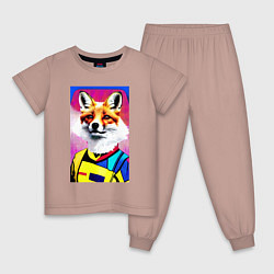 Пижама хлопковая детская Fox - pop art - fashionista, цвет: пыльно-розовый