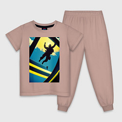 Пижама хлопковая детская Два парашютиста, цвет: пыльно-розовый