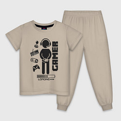 Пижама хлопковая детская Игроман, цвет: миндальный