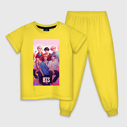 Пижама хлопковая детская BTS art anime style, цвет: желтый