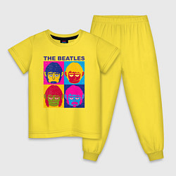 Пижама хлопковая детская The Beatles color, цвет: желтый