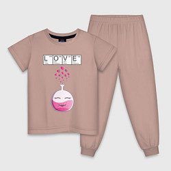 Пижама хлопковая детская Химия любви - для нее, цвет: пыльно-розовый