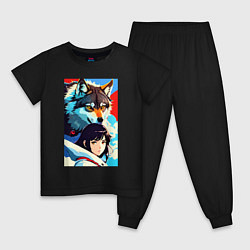 Детская пижама Девочка и волк - аниме - нейросеть