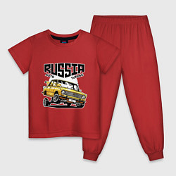 Пижама хлопковая детская Russia tuning car, цвет: красный