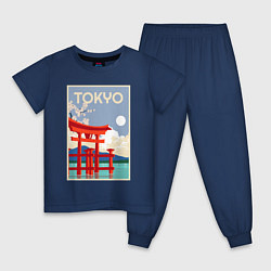 Пижама хлопковая детская Tokyo - japan, цвет: тёмно-синий