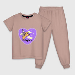 Пижама хлопковая детская Кролик с крыльями - стрелец, цвет: пыльно-розовый