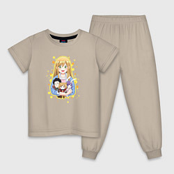 Пижама хлопковая детская Моя любовь 999 уровня к Ямаде - Аканэ, цвет: миндальный