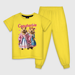 Пижама хлопковая детская Капибарби - Барби, цвет: желтый