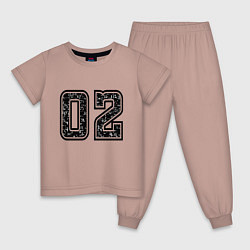 Пижама хлопковая детская Год рождения номер регион 02, цвет: пыльно-розовый