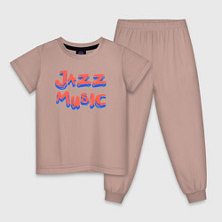 Пижама хлопковая детская Music jazz, цвет: пыльно-розовый