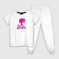 Пижама хлопковая детская Розовый логотип Барби, цвет: белый