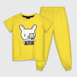 Пижама хлопковая детская Фото кролик, цвет: желтый