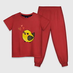 Детская пижама Птичка иволга с сердечками