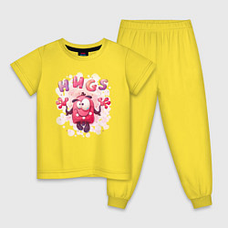 Пижама хлопковая детская Милый монстр любит обниматься, цвет: желтый