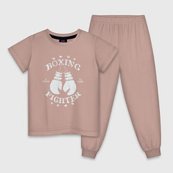 Пижама хлопковая детская Boxing fighter, цвет: пыльно-розовый
