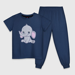 Пижама хлопковая детская Милый слоненок, цвет: тёмно-синий