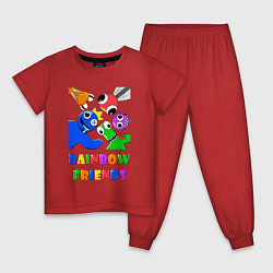 Пижама хлопковая детская Rainbow Friends персонажи, цвет: красный