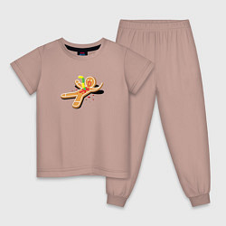 Пижама хлопковая детская Чужой из пряни, цвет: пыльно-розовый