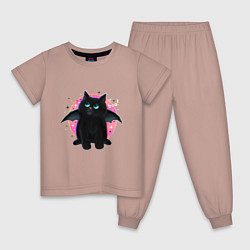 Детская пижама Черный котенок летучая мышь хэллоуин