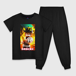 Пижама хлопковая детская Roblox fire, цвет: черный