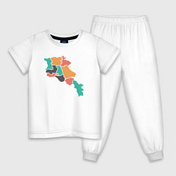 Пижама хлопковая детская Области Армении, цвет: белый