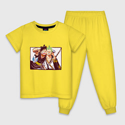 Пижама хлопковая детская Луффи и Ророноа Зоро - Ван пис, цвет: желтый