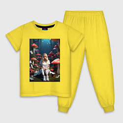 Пижама хлопковая детская Alice in Wonderland, цвет: желтый